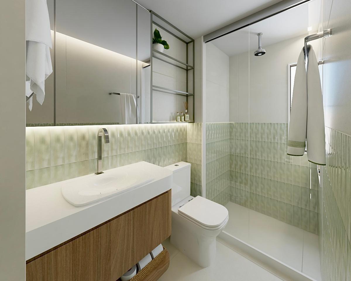 Lavabo com marcenaria em madeira