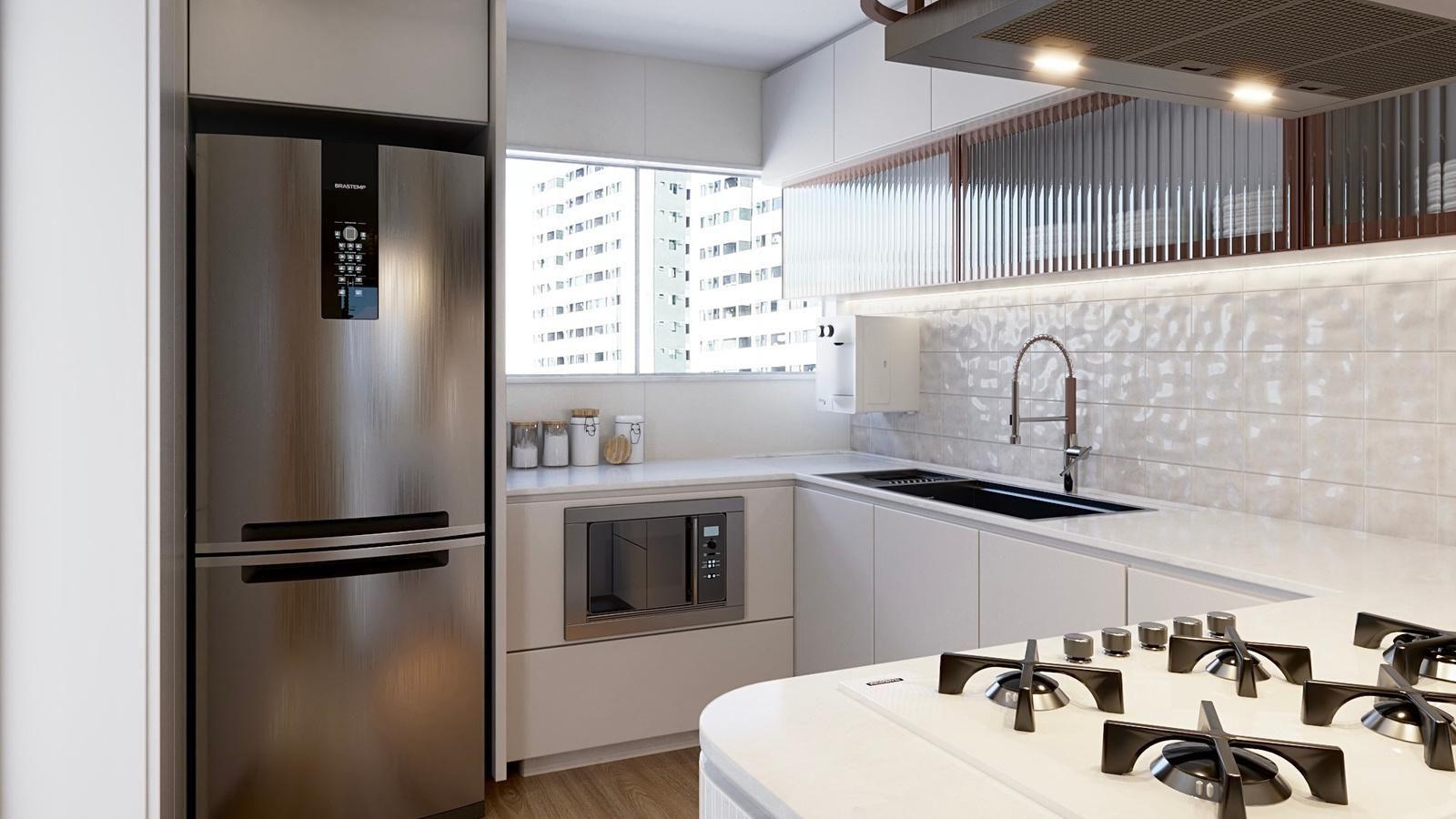 Cozinha clean, com marcenaria clara