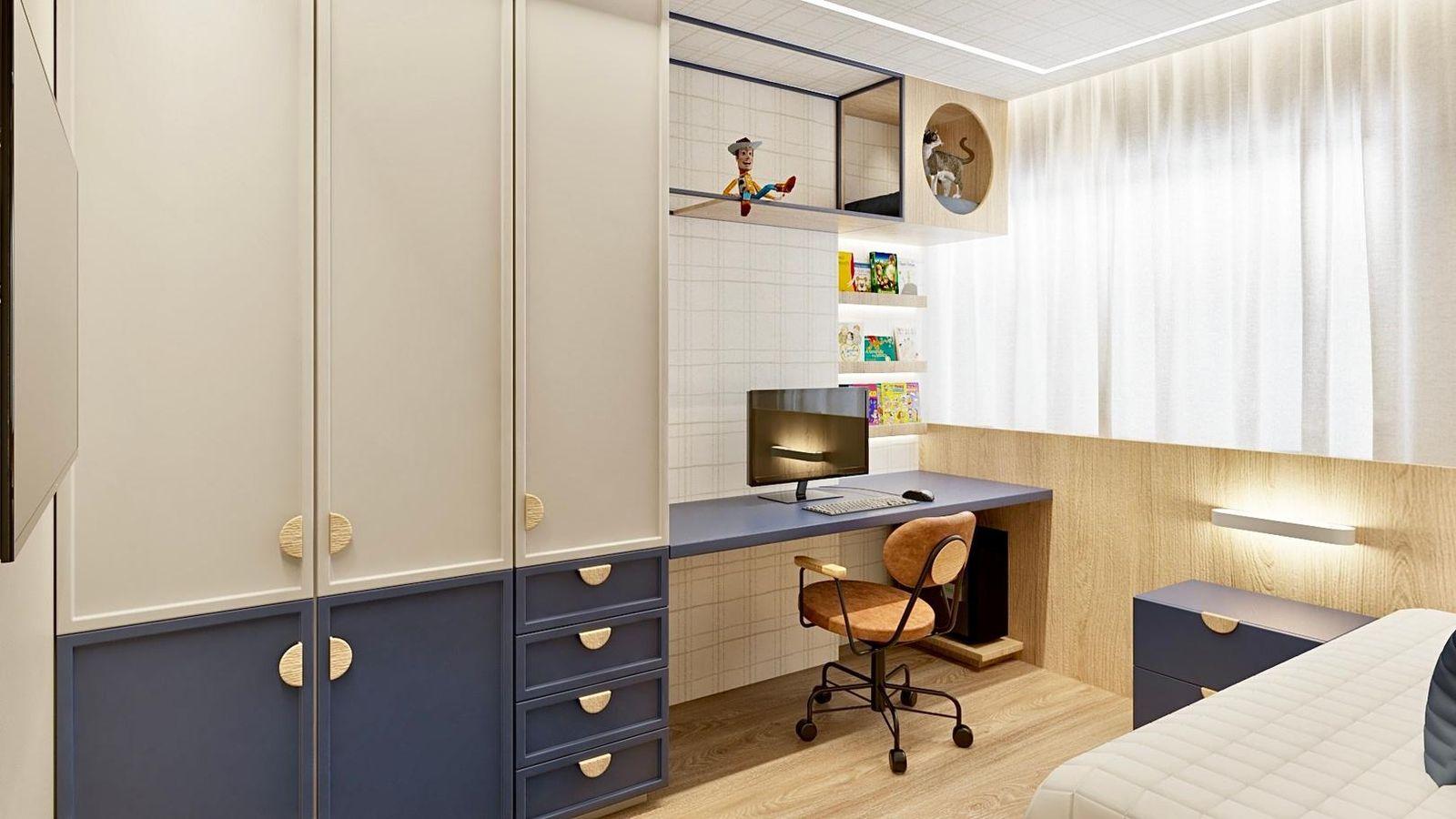 Quarto infantil com marcenaria azul